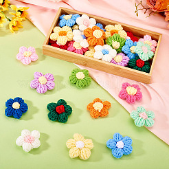 30個 15色 手作りコットン編み装飾アクセサリー  DIYミシンクラフト用  花  ミックスカラー  37~41x12~15mm  2個/カラー&nbsp;DIY-TA0012-97