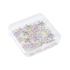 24 個 4 色の合金ラインストーンコネクタチャーム  花のリンク  ゴールドカラー  ミックスカラー  18x15mm  6個/カラー&nbsp;ALRI-FS0001-13