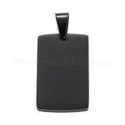 304ステンレスペンダントイオンプレーティング(IP)  空白タグのスタンプ  艶消し仕上げ  長方形  電気泳動黒  30x19x3mm  穴：4.5x8mm&nbsp;STAS-F272-02EB