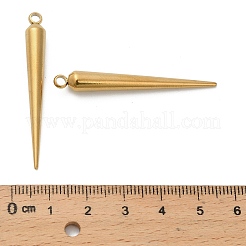 304ステンレスペンダントイオンプレーティング(IP)  コーンチャーム  ニッケルフリー  18KGP本金メッキ  45x6mm  穴：2.5mm&nbsp;STAS-F327-01G