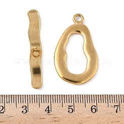 304ステンレススチールトグル留め具  ゴールドカラー  ティアドロップ  34x20x2mm  穴：3mm&nbsp;STAS-Z153-03G-01