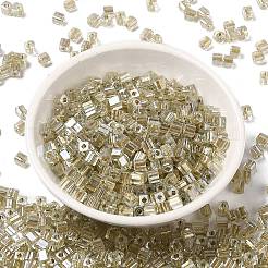 ガラスシードビーズ  透明な光沢のあるガラス  角穴  正方形  ダークカーキ  4x4x4mm  穴：1.2mm  222個/ 20g&nbsp;X1-SEED-H002-F-1138