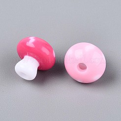 不透明なアクリルビーズ  ミニチュア 3D 毒キノコ  ミックスカラー  12x12mm  穴：2.8mm&nbsp;OACR-N152-04