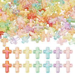 200個透明アクリルビーズ  クロス  ABカラー  ミックスカラー  16x12.5x5mm  穴：2.7mm&nbsp;TACR-TA0001-60
