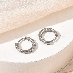 ツイスト加工を施した304ステンレススチール製ハギーフープピアス  ステンレス鋼色  12x2mm&nbsp;SA-CBA46AF-27P-01