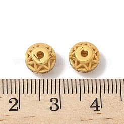 マットゴールドカラーのスターリングシルバーマイクロパヴェキュービックジルコニアビーズ925個  ロンデル  8x5.5mm  穴：1.8mm&nbsp;STER-R014-14G
