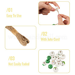DIY フェスティバルツリー装飾ビーズセット  聖パトリックの日の木製ヨーロピアンビーズ  大きな穴のプリントビーズ  ジュートコード  ジュートストリング  304ステンレススチール製スプリットキーリング  ミックスカラー  19~20x18~20mm  穴：2.5~4.5mm&nbsp;DIY-TA0015-93