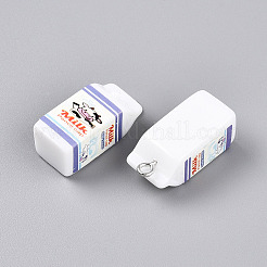 3d 樹脂ペンダント  プラチナトーンのアイアンループ付き  ミルク  26x11.5x10.5mm  穴：2mm&nbsp;RESI-V002-02C