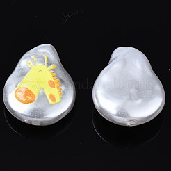 3dプリントABSプラスチックイミテーションパールビーズ  キリンと涙  シャンパンイエロー  20x15x6mm  穴：1.4mm&nbsp;KY-S163-420