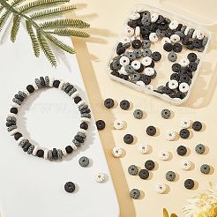 3連売り3色の天然溶岩石ビーズ連売り  染め  フラットラウンド  ミックスカラー  8~8.5x3~4mm  穴：2mm  54~60個/連  7.87インチ（20 cm）  1連 / color&nbsp;G-OC0002-83