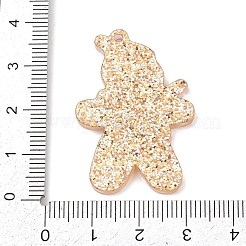 クリスマスアクリルパーツ  グリッターパウダー付き  ジンジャーブレッドマン  37x26x3mm  穴：1.6mm&nbsp;OACR-D317-01D