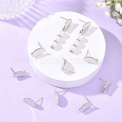 シェグレース 真鍮製スタッドピアス金具  オーバル  カン付き  カドミウムフリーと鉛フリー＆ニッケルフリー  プラチナ  13.5x8mm  穴：2mm  ピン：12x0.8mm&nbsp;XGRQ6M012-907P