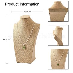 木製模造黄麻布のネックレスディスプレイで覆われて  小麦  30x19x11.1cm&nbsp;NDIS-K001-B16