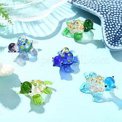 5個 5色 ハンドメイド ランプワーク ペンダント & ディスプレイ  亀の形  ミックスカラー  35~41x29~32x18~19.5mm  穴：1.2~3.5x2.5mm  1pc /カラー&nbsp;LAMP-CJ0002-26
