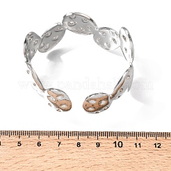女性用ハンマー加工304ステンレススチール製カフバングル  フラットラウンド  ステンレス鋼色  内径：1.81~1.93インチ（4.6~4.9cm）&nbsp;BJEW-T030-03P