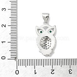 真鍮製マイクロパヴェキュービックジルコニアペンダント  フクロウのチャーム  プラチナメッキ  21x12x2.5mm  穴：5x3.5mm&nbsp;KK-L254-03P