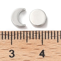 50個2スタイルのムーンフェイズテーマ真鍮ビーズセット  半月と満月  プラチナメッキ  6~7x3mm  穴：1mm  25個/スタイル&nbsp;KK-TZ0001-01