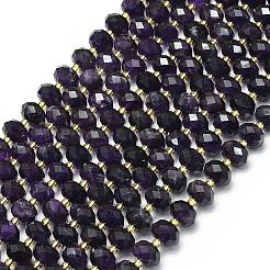 天然石アメジストビーズ連売り  多面カット  ロンデル  シードビーズで  8.5~10x5.5~6.5mm  穴：1mm  約43~45個/連  15.35''（39センチメートル）&nbsp;G-P573-A01-01