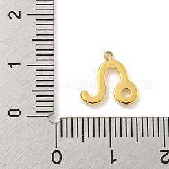 本物の18K金メッキPVD真空メッキ304ステンレススチールペンダント  十二星座チャーム  レオ  10.8x11x1mm  穴：1.2mm&nbsp;STAS-L278-002G-05