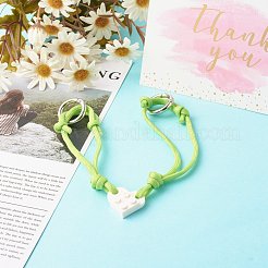 ポリエステル＆スパンデックスコードブレスレットセット  樹脂製ビルディングブロックチャーム付き  長方形  黄緑  12-5/8~13.54インチ（32.2~34.4cm）  2個/セット&nbsp;BJEW-JB06367-05