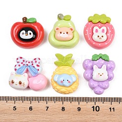 動物テーマの不透明樹脂カボション  果物  ミックスカラー  20~25x17~24x8~10mm&nbsp;CRES-T027-01M