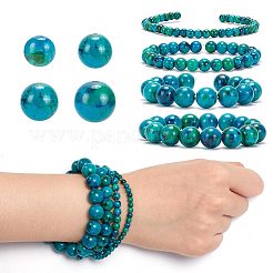 合成イエローターコイズ（ジャスパー）ビーズ連売り 117個、4スタイル  模造chrysocolla  染め  ラウンド  4~10mm  穴：0.5~1mm&nbsp;TURQ-AR0001-22