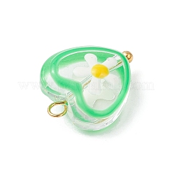 真鍮ガラスペンダント9個（3色）  花とハート  エナメル  ミックスカラー  15.5x12.5x7mm  穴：2mm  3個/カラー&nbsp;PALLOY-JF04529