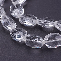 ガラスビーズ連売り  クリスタルビーズ連売り  多面カット  オーバル  透明  16x12x7mm  穴：1mm  約50個/連  31.5インチ&nbsp;X-GLAA-R196-16x12mm-01
