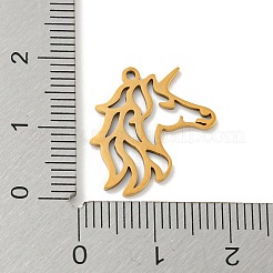 ステンレススチールペンダント  レーザー切断  ユニコーン  ゴールドカラー  18x17.5x1mm  穴：1.2mm&nbsp;FIND-Z009-01G