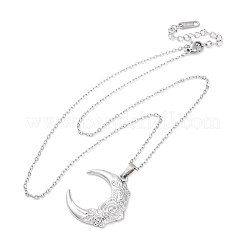 月と花 304 ステンレススチール ペンダントネックレス  ステンレス鋼色  17.99インチ（45.7cm）&nbsp;NJEW-H059-11P