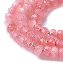 染め天然マレーシアジェイド翡翠ロンデルビーズ連売り  多面カット  ショッキングピンク  4x2~3mm  穴：1mm  約110~115個/連  14インチ&nbsp;G-E316-2x4mm-66