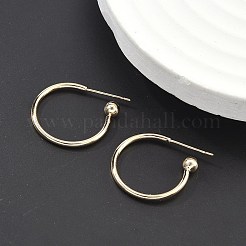 真鍮製スタンドピアス  ハーフフープピアス  925スターリングシルバーピン付き  長持ちメッキ  14KGP本金メッキ  20x21x4mm  ピン：0.8mm&nbsp;EJEW-L245-001LG