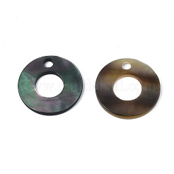 ナチュラルブラックリップシェルチャーム  フラットラウンド  12x1mm  穴：1.5mm&nbsp;SSHEL-S258-112A