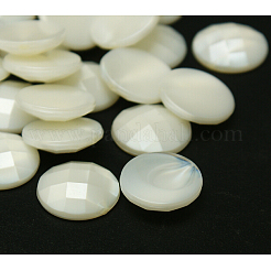 台湾アクリルラインストーンカボション  フラットバックと多面カット  半円/ドーム  ホワイト  17x5mm&nbsp;ACRT-M005-17mm-P02
