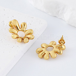 女性用304ステンレススチールスタッドピアス  花  ゴールドカラー  25x20mm&nbsp;LS-ET2893