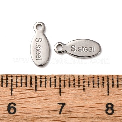 304ステンレススチールチェーンエクステンダードロップ  単語s.steelの楕円形  ステンレス鋼色  10x4x0.7mm  穴：1mm&nbsp;STAS-D383-04P