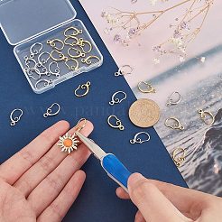 20ペア2色真鍮ピアスフック  水平ループ付き  長持ちメッキ  本物の金メッキと本物のプラチナメッキ  15x10x2mm  穴：1mm  18ゲージ  ピン：1mm  10ペア/カラー&nbsp;KK-BC0007-63