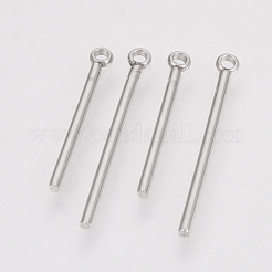変色しにくい201ステンレススチールペンダント  バー  ステンレス鋼色  22.5x1.5mm  穴：1.5mm&nbsp;X-STAS-S079-05