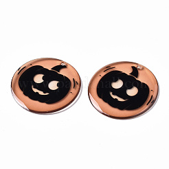 エポキシ樹脂ペンダント  ハロウィン用  カボチャとフラットラウンド  ライトサーモン  38.5x2mm  穴：1.4~1.6mm&nbsp;RESI-S379-022B-01