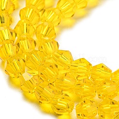 透明ガラスビーズ連売り  多面カット  双円錐形  ゴールド  2.9~3.3x2.5mm  穴：0.7mm  約135~140個/連  38~40cm&nbsp;EGLA-A039-T2mm-D22