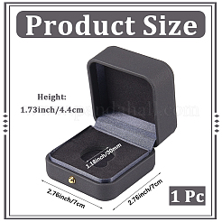 PUレザー製記念コイン収納ボックス  正方形  グレー  70x70x44mm&nbsp;AJEW-WH20054-229C