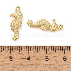 真鍮チャーム  18KGP本金メッキ  タツノオトシゴ  21x8x3mm  穴：1mm&nbsp;KK-O100-16G-02