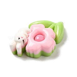 オペーク樹脂カボション  ジュエリー作りのための  花  23x15x6mm&nbsp;RESI-C036-03A