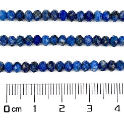 天然石ラピスラズリビーズ連売り  多面カット  ロンデル  4x3mm  穴：0.7mm  約128個/連  15.16インチ（38.5cm）&nbsp;G-L587-B04-02