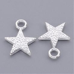 合金ペンダント  カドミウムフリー＆鉛フリー  スター  銀色のメッキ  約20.5mm長  15 mm幅  厚さ2.5mm  穴：4mm&nbsp;EAG016Y-S