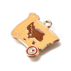 エナメルペンダントと合金  航海のチャーム  ライトゴールド  砂茶色  マップ  19x20x1.5mm  穴：1.8mm&nbsp;AL-CBA9E11-03KCG-02