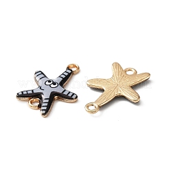海をテーマにした合金エナメル コネクター チャーム  ライトゴールド  ヒトデ  ライトグレー  21x16x2mm  穴：1.8mm&nbsp;FIND-CJC0017-15KCG-05
