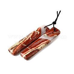 天然の赤い虹ジャスパーペンダント  長方形チャーム  47~48x10x2mm  穴：0.9mm&nbsp;G-L617-I06-10x48mm