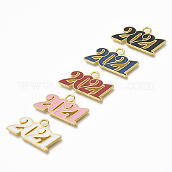 合金エナメルチャーム  カドミウムフリー＆鉛フリー  新年2021  ミックスカラー  19.5x36x2mm  穴：3.5mm&nbsp;PALLOY-T078-03