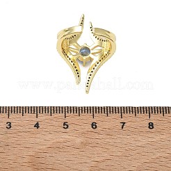 女性用真鍮マイクロパヴェキュービックジルコニアカフオープンリング  長持ちメッキ  ラックめっき  18KGP本金メッキ  空色  30mm  usサイズ7 1/4(17.5mm)&nbsp;RJEW-L343-09G-02